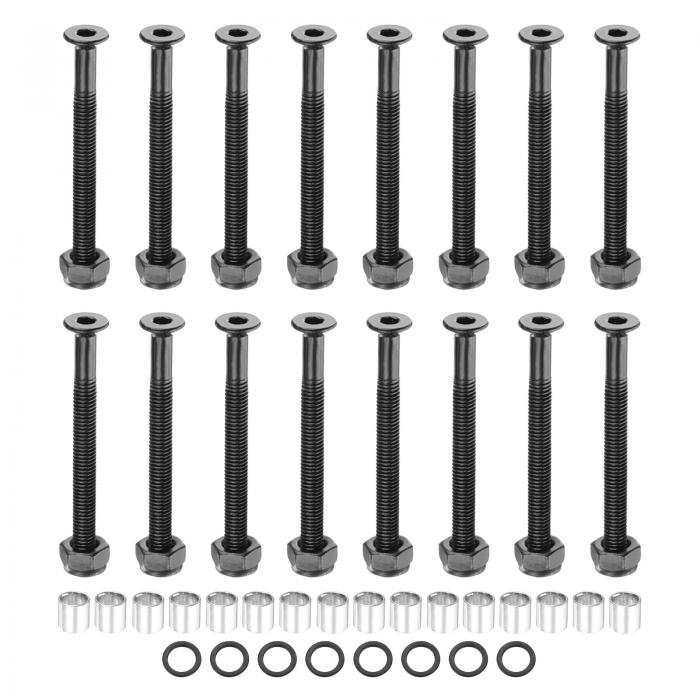 PATIKIL スケートボードハードウェアキット 16個の2-1/16"デスク取り付け用ネジ 16個のアクスルナット 8個のスペーサー 16個のワッシャーが含まれています。スケートボードトラ ックホイール用 黒