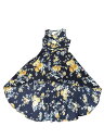 Allegra K サンドレス マキシ シフォン Vネック 花柄 ベルト ノースリーブ ロングドレス ワンピース レディース ネイビーブルー M(4)