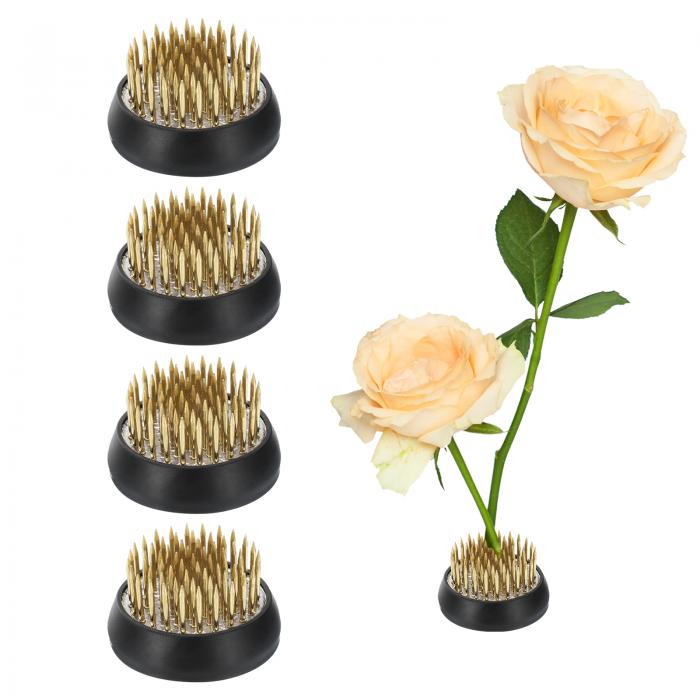 4個 フラワーフロッグ ラウンド真鍮製フラワーフロッグ フラワーアレンジメント用固定ツールピンフロッ..