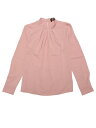 Allegra K シフォン シャツ 長袖 上品 可愛い スタンドカラー ブラウス ビジネス カジュアル ワーク 秋 冬 レディース ピンク L(4)