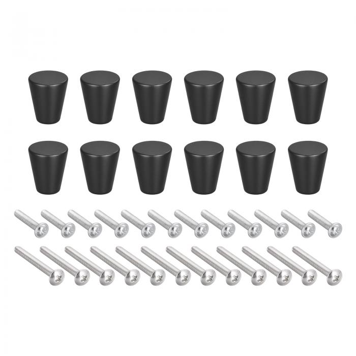 引き出しノブ アルミニウム合金 ワードローブプルハンドル ブラック 20x23 mm 12個