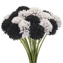 人工花のヘッド シルクの菊の花のボール グレーとブラックのフェイクフラワー DIYクラフト ウェディングやパーティー用 20個