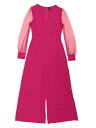 Allegra K ジャンプスーツ ワイドレッグ ロンパース エレガント V ネック メッシュ長袖 ルーズ パーティー レディース ホットピンク L