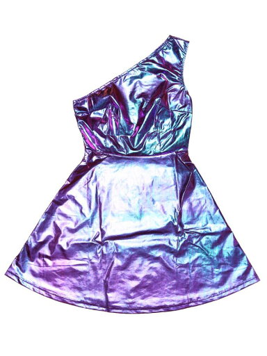 Allegra K ドレス ワンショルダー Aライン メタリック ノースリーブ パーティー ホログラフィック 膝丈 レディース ブルーパープル M Allegra K ドレス ワンショルダー Aライン メタリック ノースリーブ パーティー ホログラフィック 膝丈 レディース ブルーパープル M