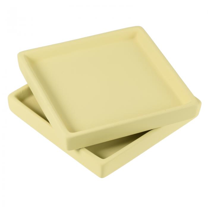 PATIKIL 植木鉢受け皿 12cm 2個 セラミック 正方形 フラワードリップトレー 屋内 屋外用 シャルトルーズ