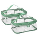 VOCOSTE 化粧ポーチ 化粧バッグ クリアメイクアップバッグ 旅行用 防水 透明 PVC 2個入り 緑