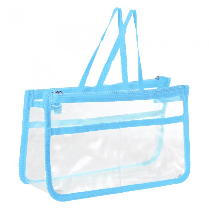 VOCOSTE 化粧ポーチ 化粧バッグ 防水 EVAファスナーポーチ 透明携帯洗面バッグ 旅行用 青