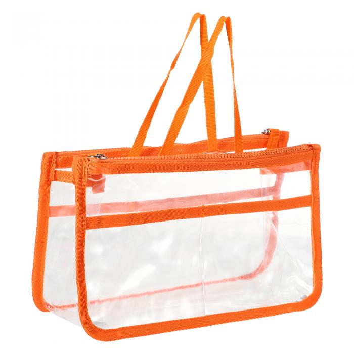 VOCOSTE 化粧ポーチ 化粧バッグ 防水 EVAファスナーポーチ 透明携帯洗面バッグ 旅行用 橙色