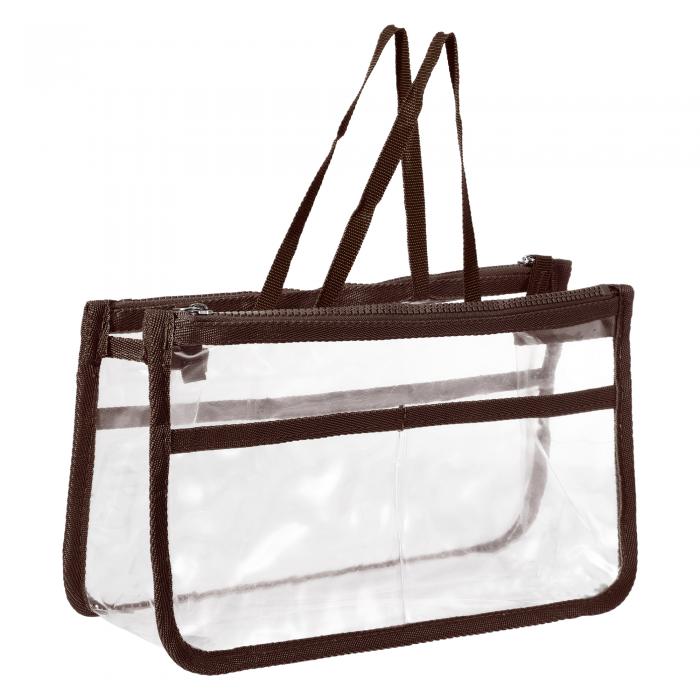 VOCOSTE 化粧ポーチ 化粧バッグ 防水 EVAファスナーポーチ 透明携帯洗面バッグ 旅行用 褐色
