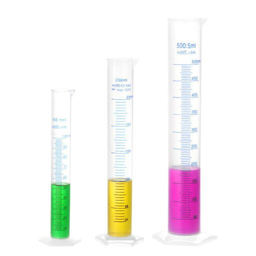 プラスチックメスシリンダー 100ml 250ml 500mlメスシリンダー 両面メートル法 クリア六角ベース 3合1セット プラスチックメスシリンダー 100ml 250ml 500mlメスシリンダー 両面メートル法 クリア六角ベース 3合1セット