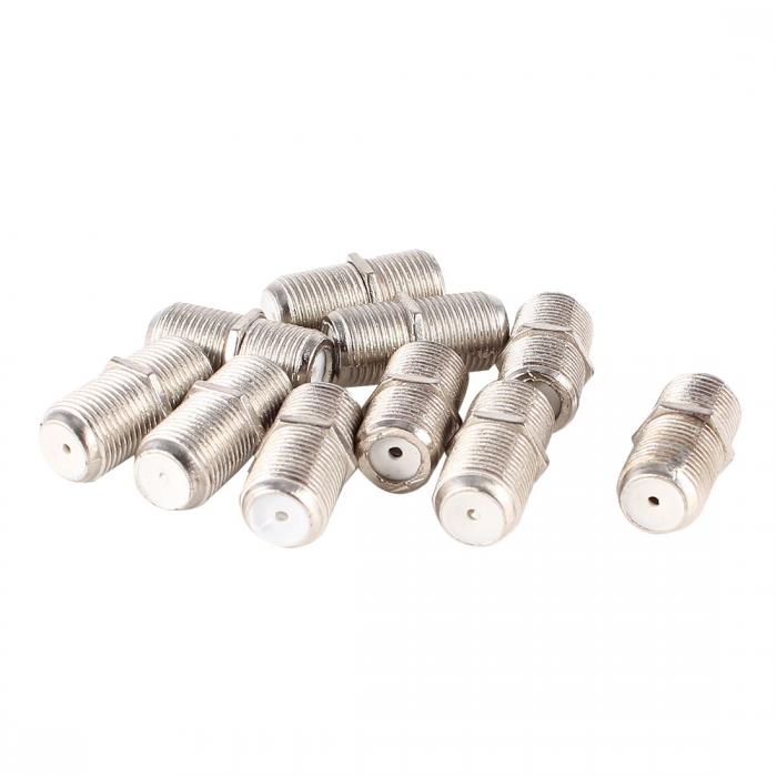 RFコネクタアダプタ メス-メス 同軸バレルカプラアダプタコネクタ Fタイプ 10個入り