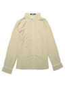Allegra K レディース シャツ 水玉 長袖 襟付き ポイントカラー ボタンダウン カジュアル カーキ M