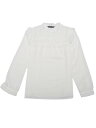 Allegra K 水玉 ブラウストップス シフォンシャツ フリル 長袖 エレガント レディース ホワイト XL