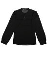 Allegra K 水玉 ブラウストップス シフォンシャツ フリル 長袖 エレガント レディース ブラック M