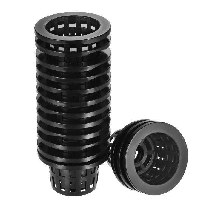 庭のスロット付きメッシュカップ 水耕ネットポット プラスチック 家庭野菜 花植栽用 60mm ブラック 15個