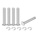 5セット M6x40mm 304ステンレス鋼円筒軸スナップリング位置ピン フラットヘッド溝付きヒンジシリンダーポジションピン Eクリップ保持リング付き シルバー