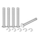 5セット M6x45mm 304ステンレス鋼円筒軸スナップリング位置ピン フラットヘッド溝付きヒンジシリンダーポジションピン Eクリップ保持リング付き シルバー(4)
