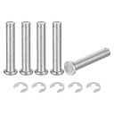 5セット M8x45mm 304ステンレス鋼円筒軸スナップリング位置ピン フラットヘッド溝付きヒンジシリンダーポジションピン Eクリップ保持リング付き シルバー