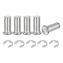 5セット M10x25mm 304ステンレス鋼円筒軸スナップリング位置ピン フラットヘッド溝付きヒンジシリンダーポジションピン Eクリップ保持リング付き シルバー(4)