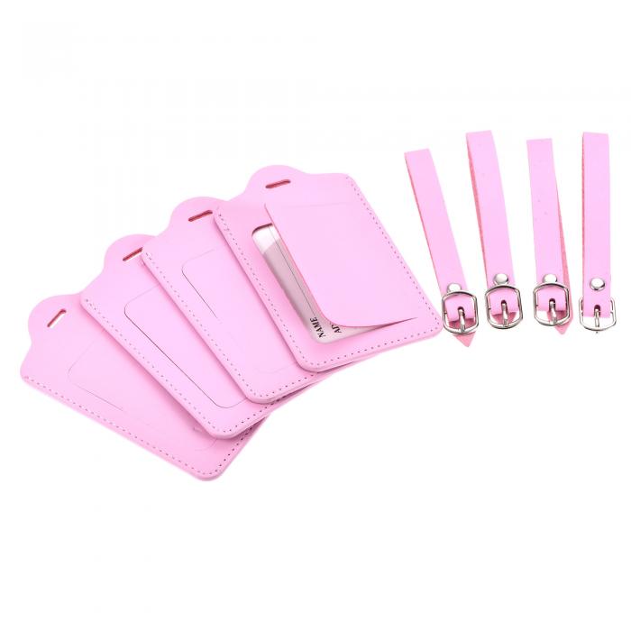 ラゲッジタグPUホルダー 12x7 cm 手荷物ラベル識別子 ストラップ付き バックパック旅行バッグスーツケ..