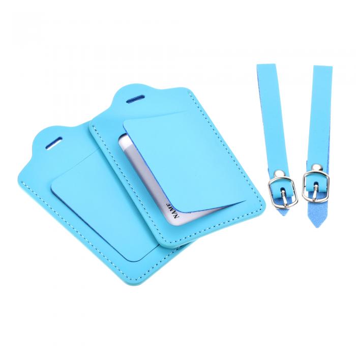 ラゲッジタグPUホルダー 12x7 cm 手荷物ラベル識別子 ストラップ付き バックパック旅行バッグスーツケ..