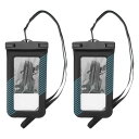 VOCOSTE スマホ 防水バッグ 防水ケース 携帯 ストラップ付き 水中撮影 海 プール 温泉 水泳 通話 11.5*21cm 2個 黒 空色 11.5x21cm
