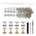 24セット レザースナップファスナーキット12mmメタルスナップボタンプレススタッズレザーリベットスナップ 3つ セッターツール付き 服 ジャケット ジーンズ バッグ用 シルバートーン