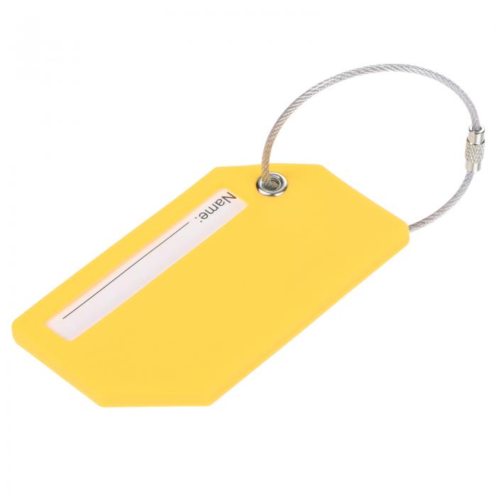 ラゲッジタグ シリコーン IDカードホルダーのラベル トラベル用 9 x 5 cm イェロー ブラック