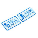 PATIKIL プッシュプルウェルカムドアサイン 2個 アクリル 自己接着 ゲートステッカー 壁掛けマーカー オフィス ストア ショップ ビジネス用 ブルー