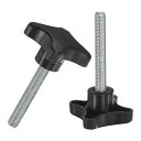 M METERXITY スタークランプノブ 2個パック M10x70mm 雄ねじ手締めネジ 機械/電子機器/家具/傘ベース用 機械ハンドル交換用 [60mm 黒...