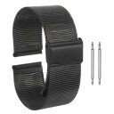 ステンレススチールメッシュウォッチバンド 24mm クイックリリース調節可能なメタルウォッチストラップ 男女兼用 黒