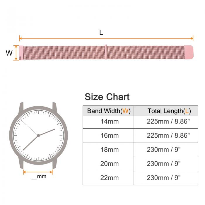 ステンレススチールメッシュウォッチバンド 20mm クイックリリース調節可能ストラップ マグネットクラスプ メンズ レディース ローズピンク