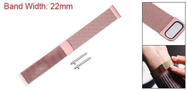 ステンレススチールメッシュウォッチバンド 22mm クイックリリース調節可能ストラップ マグネットクラスプ メンズ レディース ローズピンク