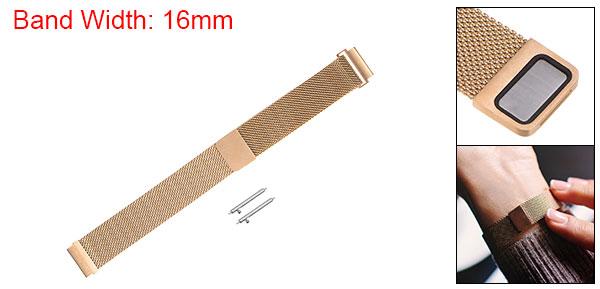 ステンレススチールメッシュウォッチバンド 16mm クイックリリースストラップ マグネットクラスプ ローズ金
