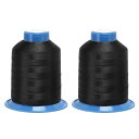 接着ポリエステル糸 1968ヤード150D / 0.25mm エクストラストロング 室内装飾糸 手縫いおよびミシン縫製用 (ダークブラック、2個)