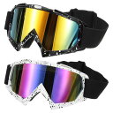 PATIKIL ダートバイクゴーグル 2個 オートバイゴーグルATVゴーグルスキーゴーグルレーシング ゴーグルマウンテンリングスカイダイビングスキーライディング用 黒/ホワイト金色/カラフルレンズ(4)