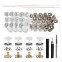 24セット レザースナップファスナーキット12mmメタルスナップボタンプレススタッズレザーリベットスナップ 3つ セッターツール付き 服 ジャケット ジーンズ バッグ用 ベージュ色