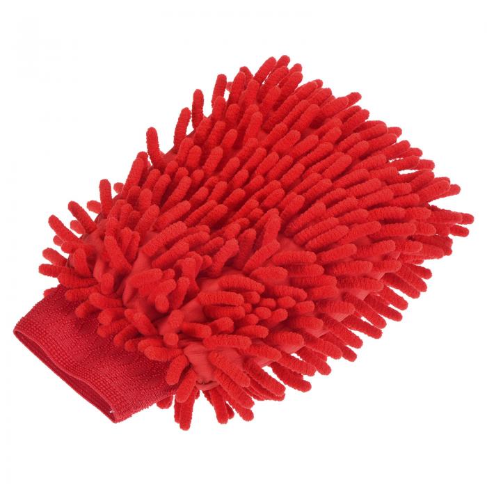 マイクロファイバーソフトシェニールウォッシュミトン 両面 防塵手袋 ハウスクリーニング用 ローズレッド