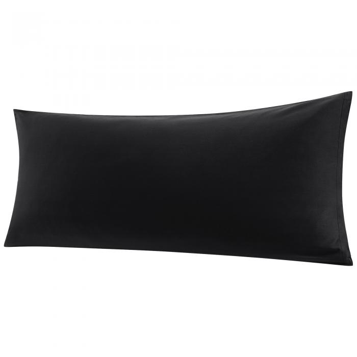 PiccoCasa ボディ枕カバー 綿100％ 柔らかく 通気性 大人用 枕カバー クロージャー ベッド ルームモダン ホテルロング枕 ブラック 50x150cm