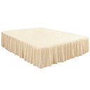 Pleated Bed Skirts Polyester Solid Dust Ruffle 14 Inch Drop Pale Orange, 2