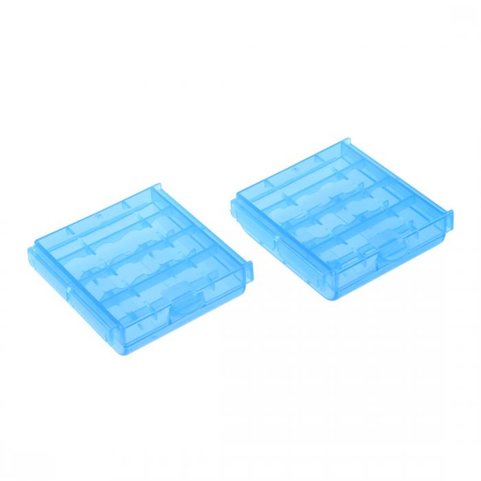 バッテリー収納ケース PP素材 硬質プラスチック 実用性 ブルー AA バッテリーボックス 2個入り