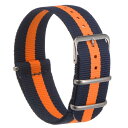 ナイロンストライプの腕時計バンド 24mmの幅 柔らかい すり抜け ナイロンストラップ ブルー オレンジ 帆布腕時計バンド