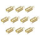 コードクランプ ターミネーターカールキャップ 捲り上げコードエンド DIYネックレスブレスレット用 ゴールドトーン 4mm ID 30個入り