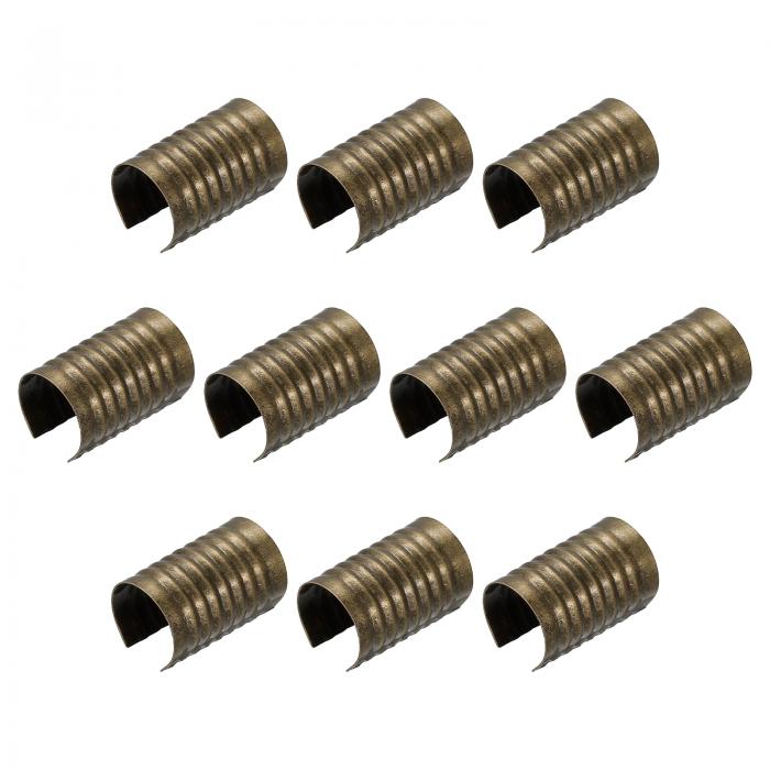 レザーコードテールクリップ ロープエンドクリップ コードエンドクリップ 折り畳み シリンダー ストラップタッセルDIYクラフト用 ブロンズトーン 8.5x14mm 160個