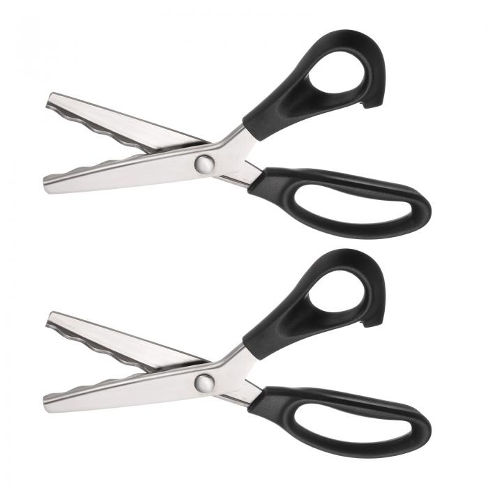 2個セット 裁縫用ハサミ 波状 テーラーハサミ ステンレス製裁縫用 刺繍 手芸 クラフト 日常使用 アート作品 DIYツール 黒