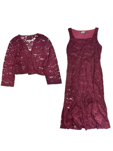 Allegra K ノースリーブワンピース フィッシュテール シースドレスとレースボレロ オープンフロント シュラッグ 花柄レース ドレス カーディガン 2点セット レディース ブルゴーニュ XS Allegra K ノースリーブワンピース フィッシュテール シースドレスとレースボレロ オープンフロント シュラッグ 花柄レース ドレス カーディガン 2点セット レディース ブルゴーニュ XS