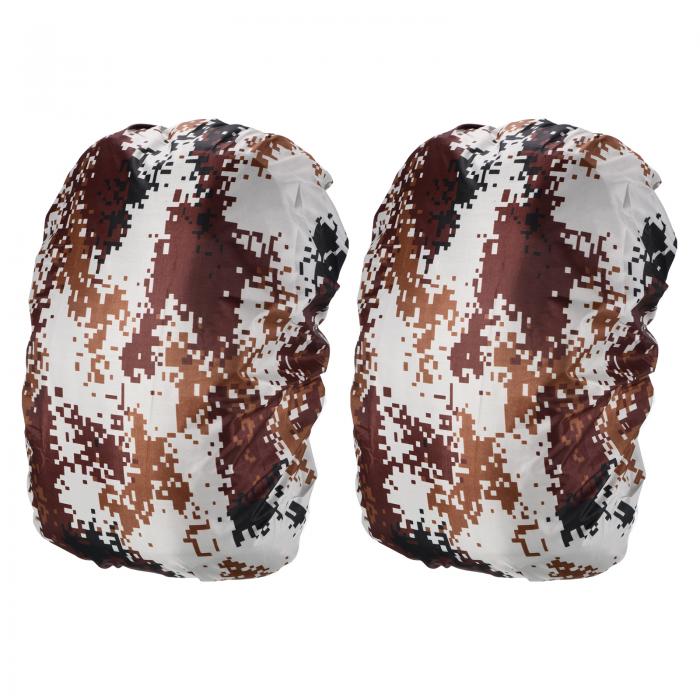 PATIKIL 8-15L 防水リュックサックカバー 2個 滑り止めバックパックレインカバー 旅行用 ハイキング用 キャンプ用 XS 砂漠カモ