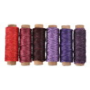 ソーイングスレッド コード レザー製 55ヤード 厚さ175D/1mm ポリエステル製 フラット DIY 6カラー 6個入
