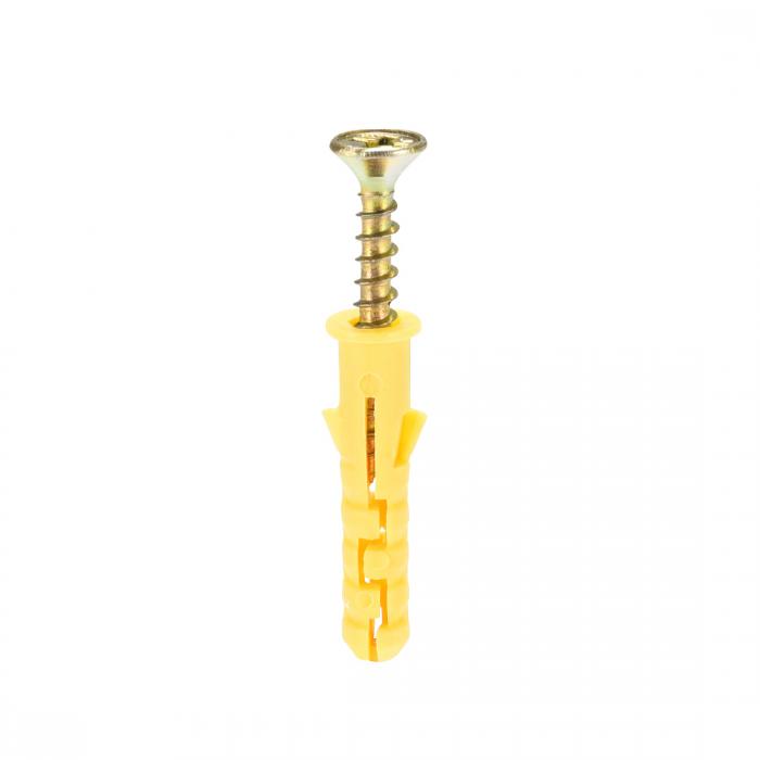 プラスチック製拡張パイプ 6mm x 30mm 柱コンクリートアンカー壁プラグフレーム固定チューブ ネジ付き イェロー 30個