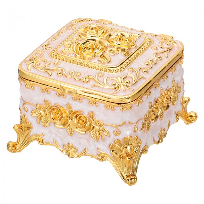 PATIKIL ヴィンテージメタルジ ュエリーボックス スクエアトリンケットオーガナイザーボックスジ ュエ..